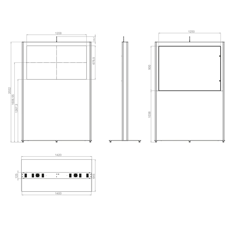 Hagor vis-it Landscape 49 - 55" 1915 - Indoorstele Landscape - 49 - 55" (124 - 140 cm) - Mini-PC-Fach abschließbar - aktive Lüftung - Anthrazitgrau RAL 7016
