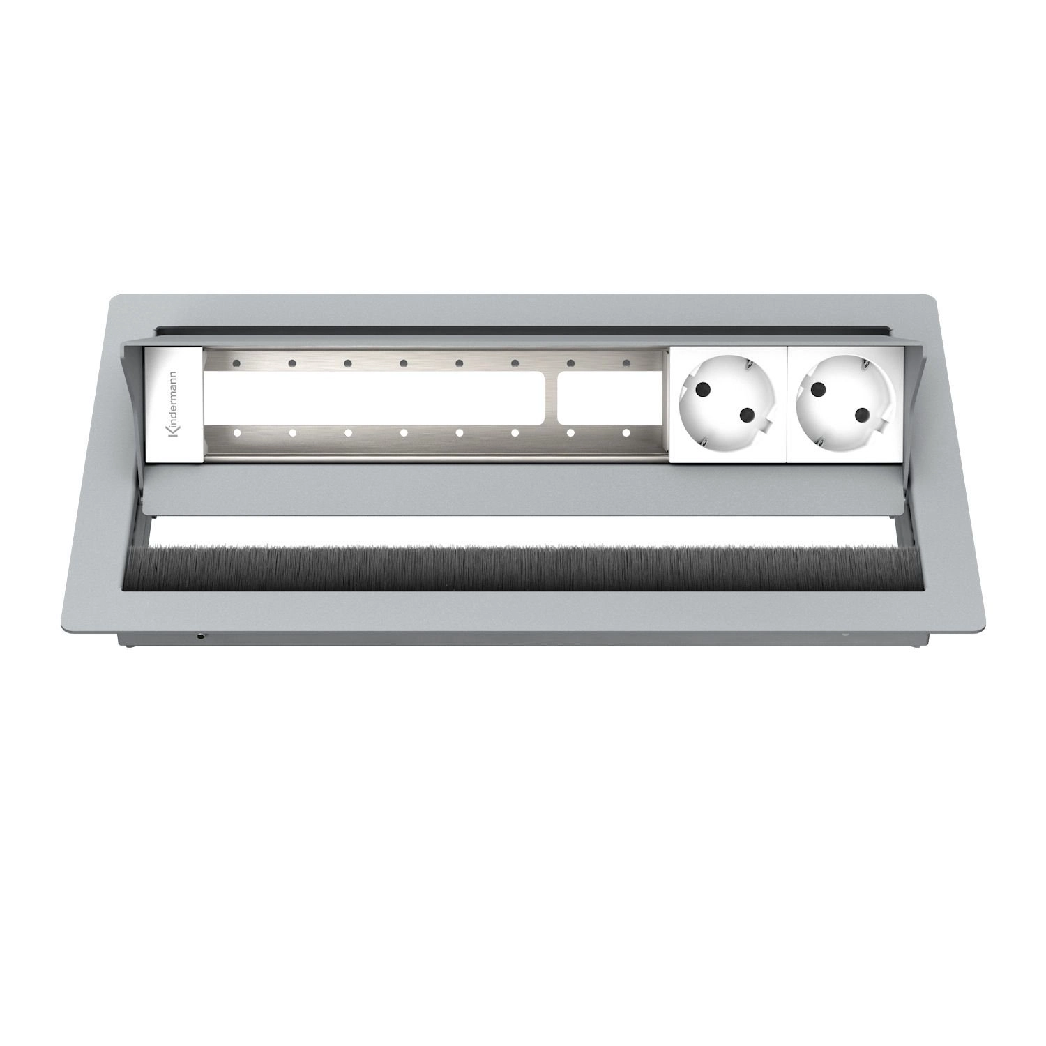 Kindermann CablePort Standard² 6-fach - 2x Strom - Tischeinbau - RAL 9006 - 7492000082
