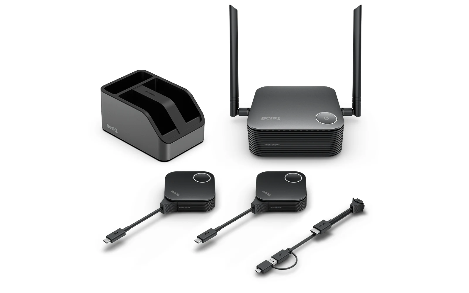 BenQ InstaShow WDC25 - Drahtloses 4K-Präsentationssystem - 2 USB-C/HDMI-Buttons - Wi-Fi 6 - bis 40 m - BYOD - schwarz