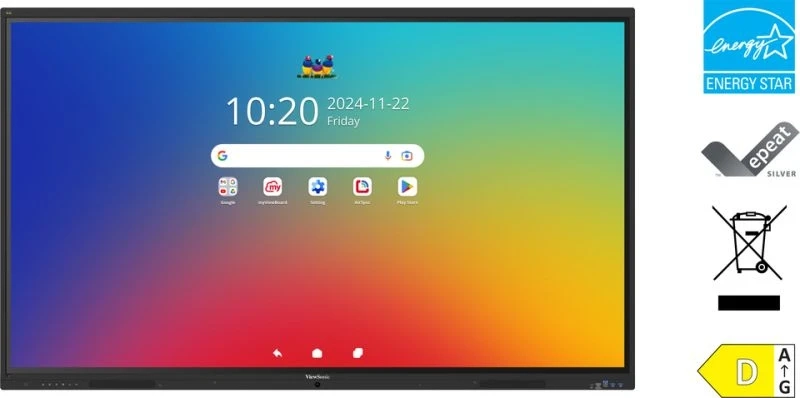 ViewSonic IFP7541-1-1C - Interaktives Touch-Display 75 Zoll - UHD 4K VA - Android 16 EDLA - 64-Punkt-Touch - 55W 2.1-Audio - VESA 800x400