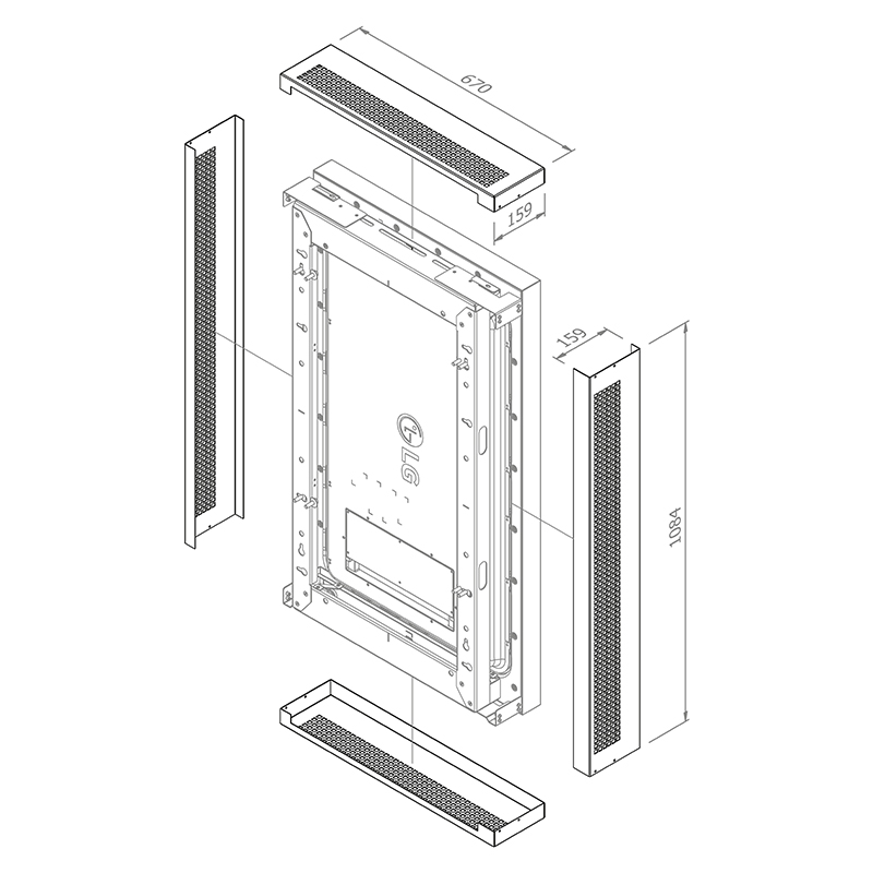 Hagor Cover-Set WH LG XE4 49" 5872 - Diebstahlsichere Abdeckung für Wandhalterung 5867 - hochwetterfest - Schwarz
