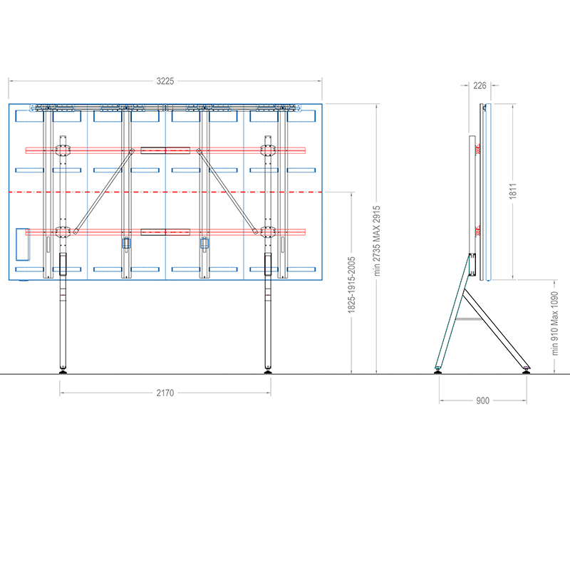 HAGOR HP LED Floorstand Samsung IAB 146" 5965 - freistehendes Standsystem - 3 Höhen-Positionen - Standfuß - Schwarz
