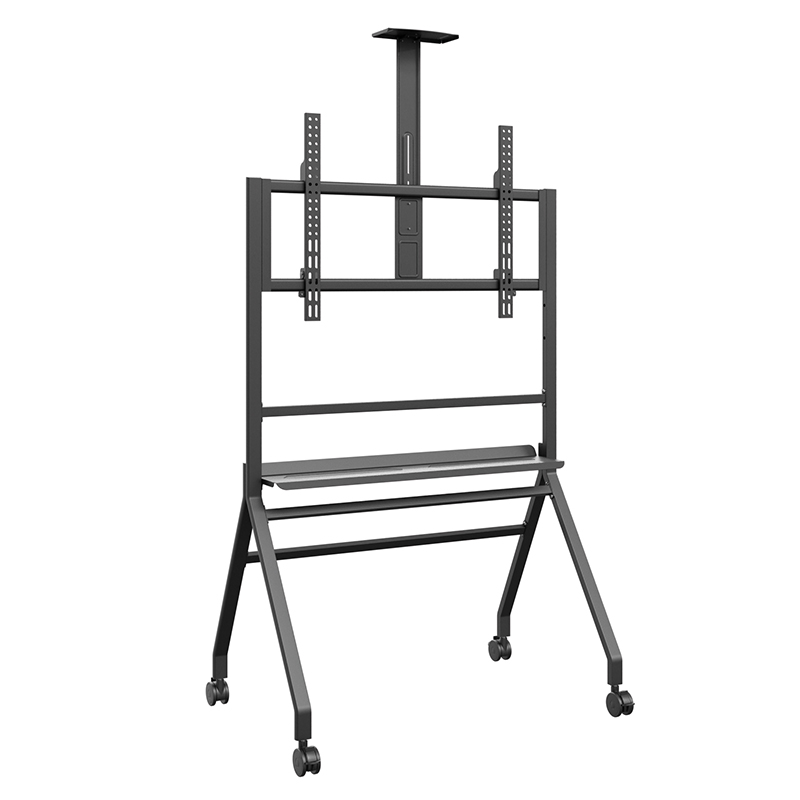 HAGOR BrackIT Stand Scandio Schwarz 8274 - Display-Rollwagen 55-86" - VESA 200×200-900×600 - max. 90 kg - inkl. Kameraaufnahme und AV-Ablage