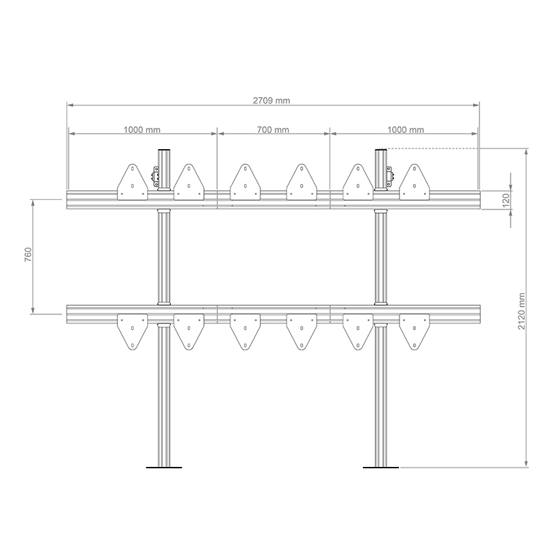 Hagor LED-SBW LG LAPA 136" 6311 - Standsystem zur Boden-Wand-Montage für LG LAPA136-GF - höhenverstellbar - verdeckte Kabelführung - schwarz