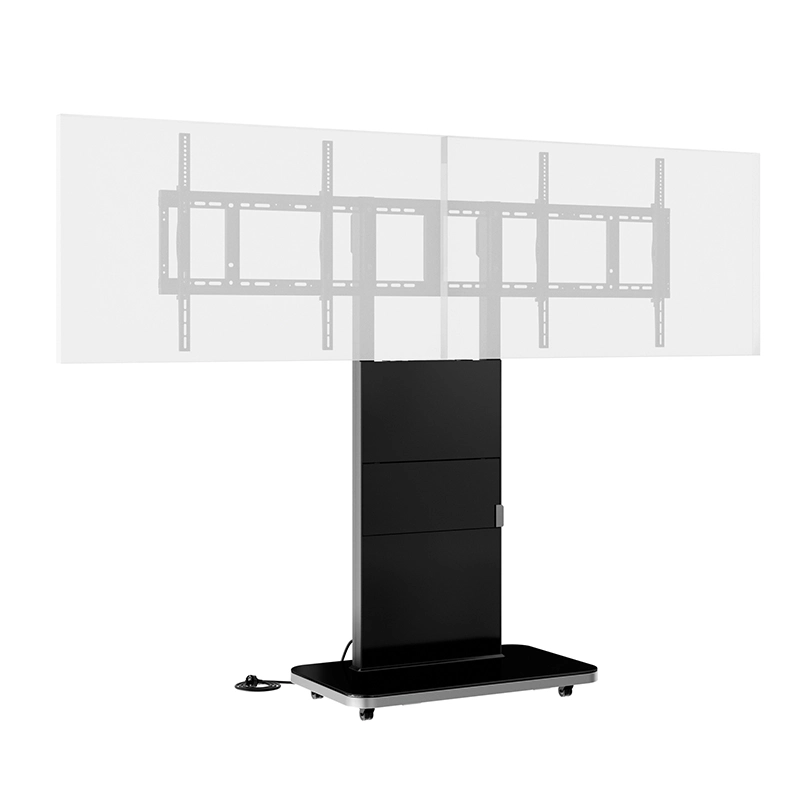 Hagor Pro-Tower M Dual 2877 - Mobiler Rollwagen 2 x 46-55" - max. 2x 35 kg - VESA 600x400 - Steckdosenleiste - schwarz