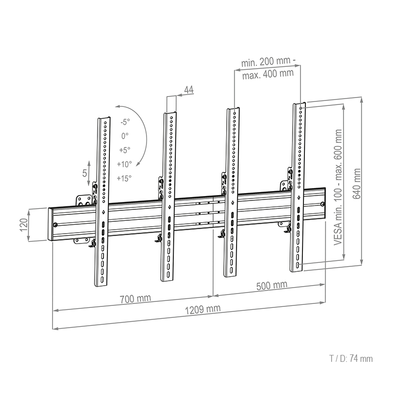 Hagor CPS MENUBOARD W2P - Wandhalterung - 2x46-65 Zoll, VESA 400x600mm, bis max. 100kg, Schwarz