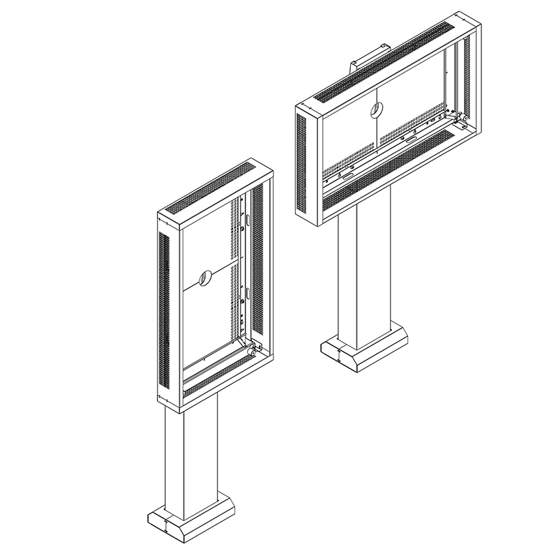 Hagor ScreenOut LG XE4 55" 5877 - Outdoor-Stele für LG 55XE3P-B / 55XE4F - hochwetterfest - Fundamentmontage - Landscape und Portrait - Schwarz