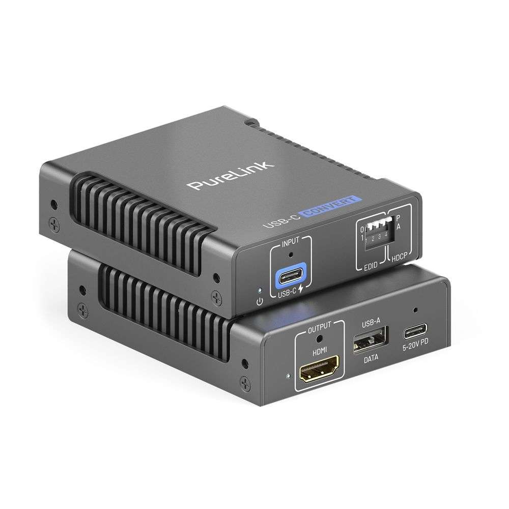 PureTools PT-C-CPDHU-18G - USB-C auf HDMI 2.0 und USB-A Konverter - 4K 60 Hz 4:4:4 - 100 W Stromeinspeisung - EDID- und HDCP-Verwaltung