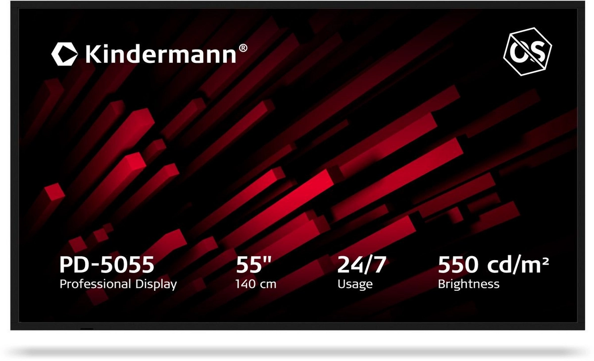 Kindermann PD-5055 - 55 Zoll Digital Signage Display - 4K UHD - 550 cd/m² - 24/7 - NO-OS - VESA 400x400 - schwarz