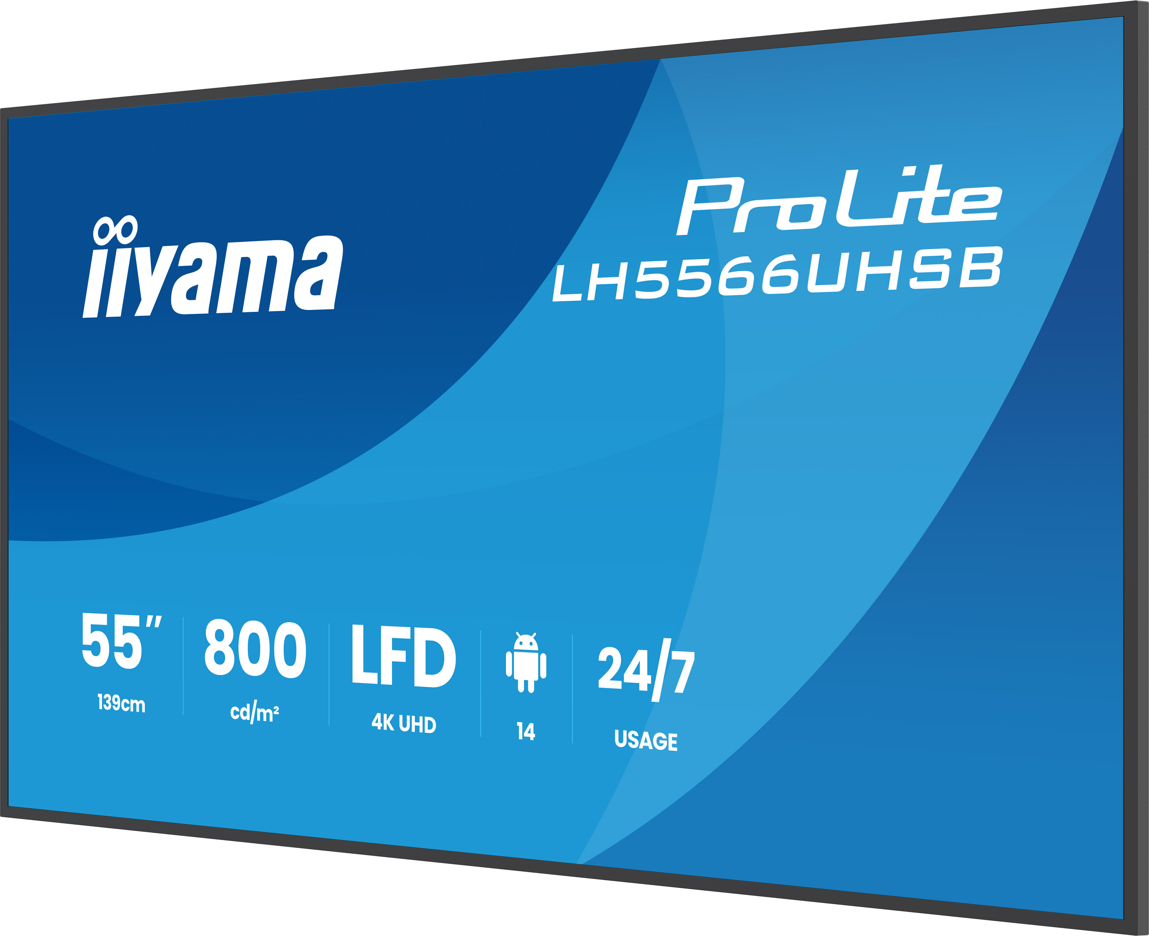 Hagor vis-it Bundle iiyama ProLite LH5566UHSB-B1AG - Indoorstele Portrait 55 Zoll - 4K UHD - 800 cd/m² - 24/7 - Mini-PC-Fach abschließbar - RAL 7016