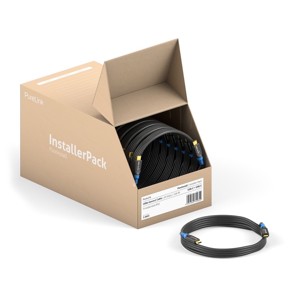 PureLink FI-U400-005-PCK - USB4 Gen2x2 USB-C Kabel - 0,5 m - 55er InstallerPack - 8K@30Hz - 20 Gbps - 100 W Power Delivery - Schwarz