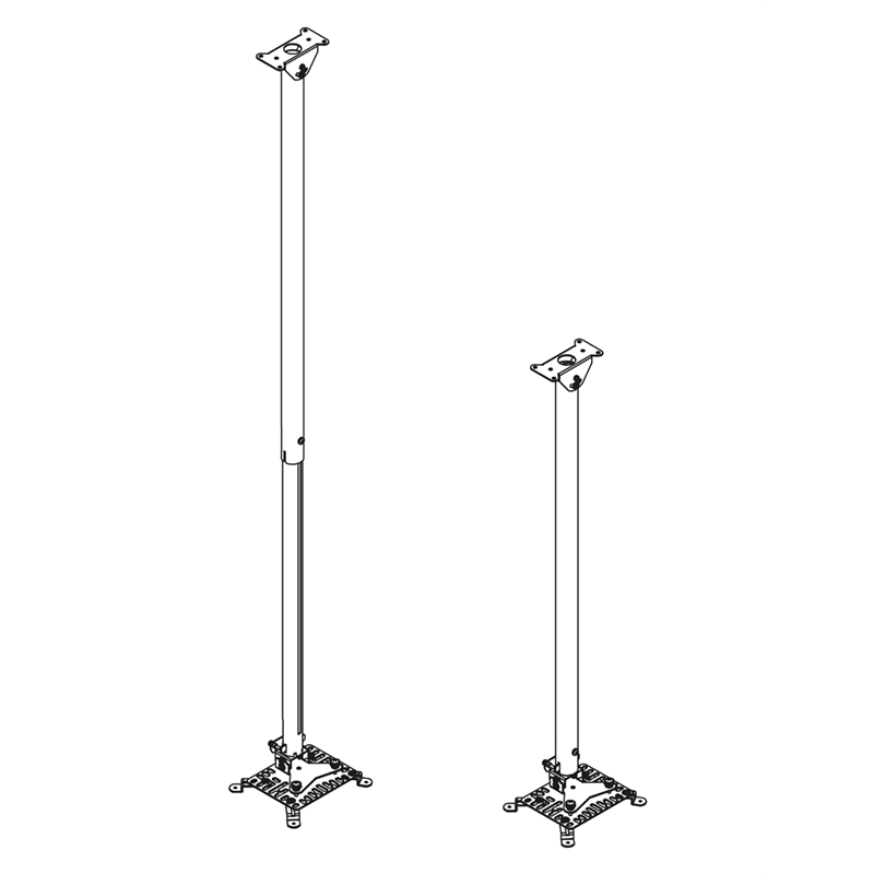 Hagor HA BDH 1200-2000 mm 5808 - Teleskop-Beamerhalterung, 25kg, ±45° Dachschrägen-Gelenk, innenliegende Kabelführung, Weiß