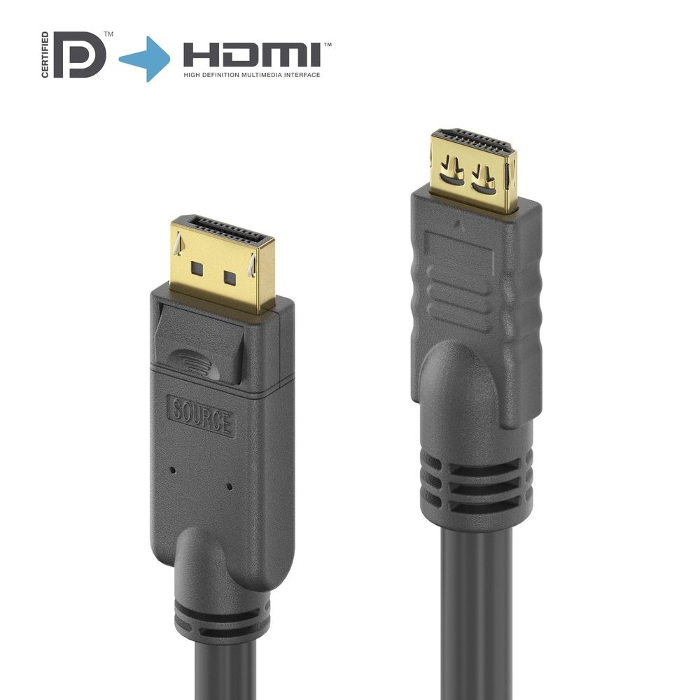 PureLink PI5110-100 - Aktives DisplayPort/HDMI-Kabel - 10 m - 4K 60 Hz - Secure-Lock-System - schwarz