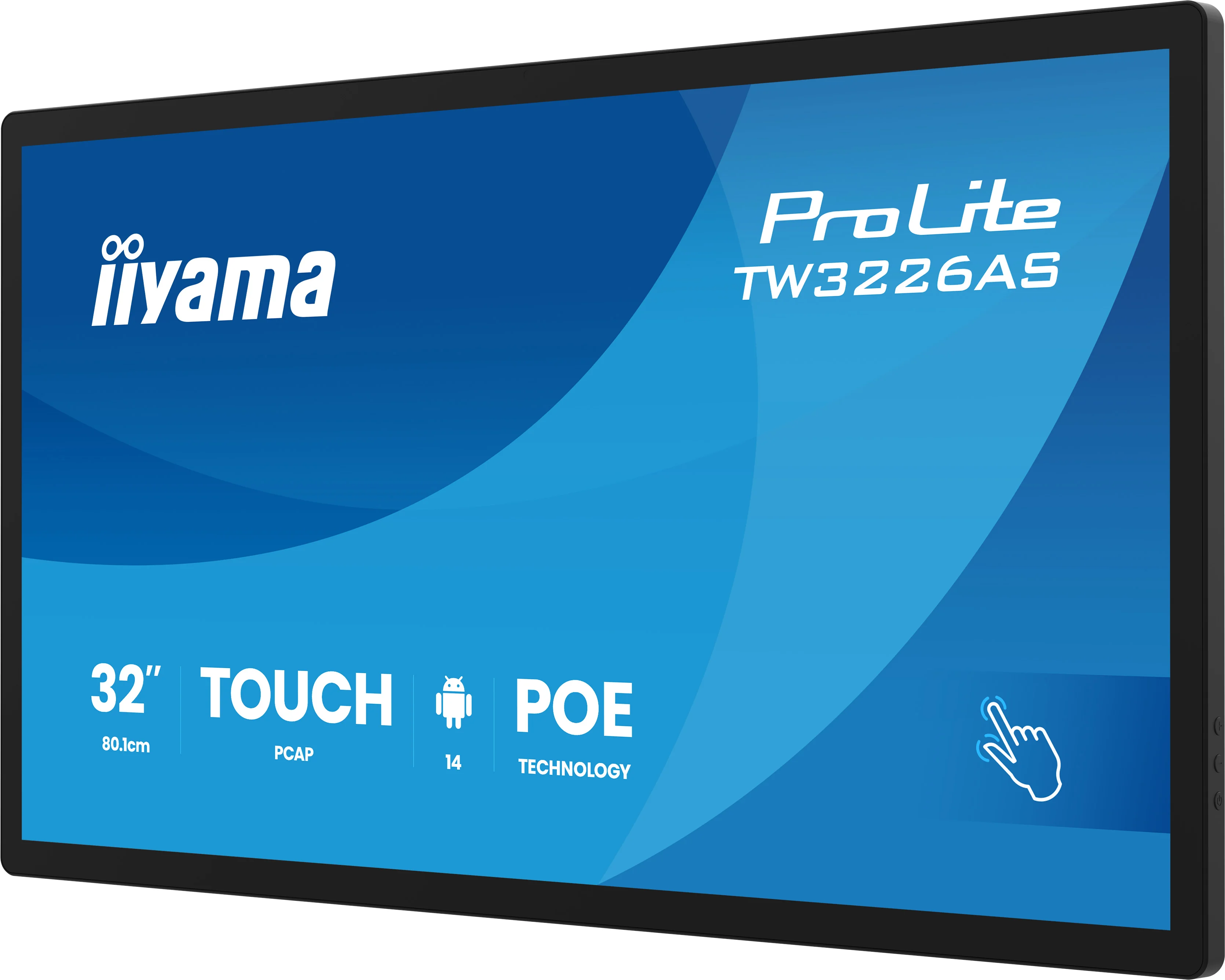 iiyama ProLite TW3226AS-B3P - 32" Touch Display - Full-HD - 500 cd/m² - 24/7 - Android 14 - VESA 100x100 - PoE - schwarz