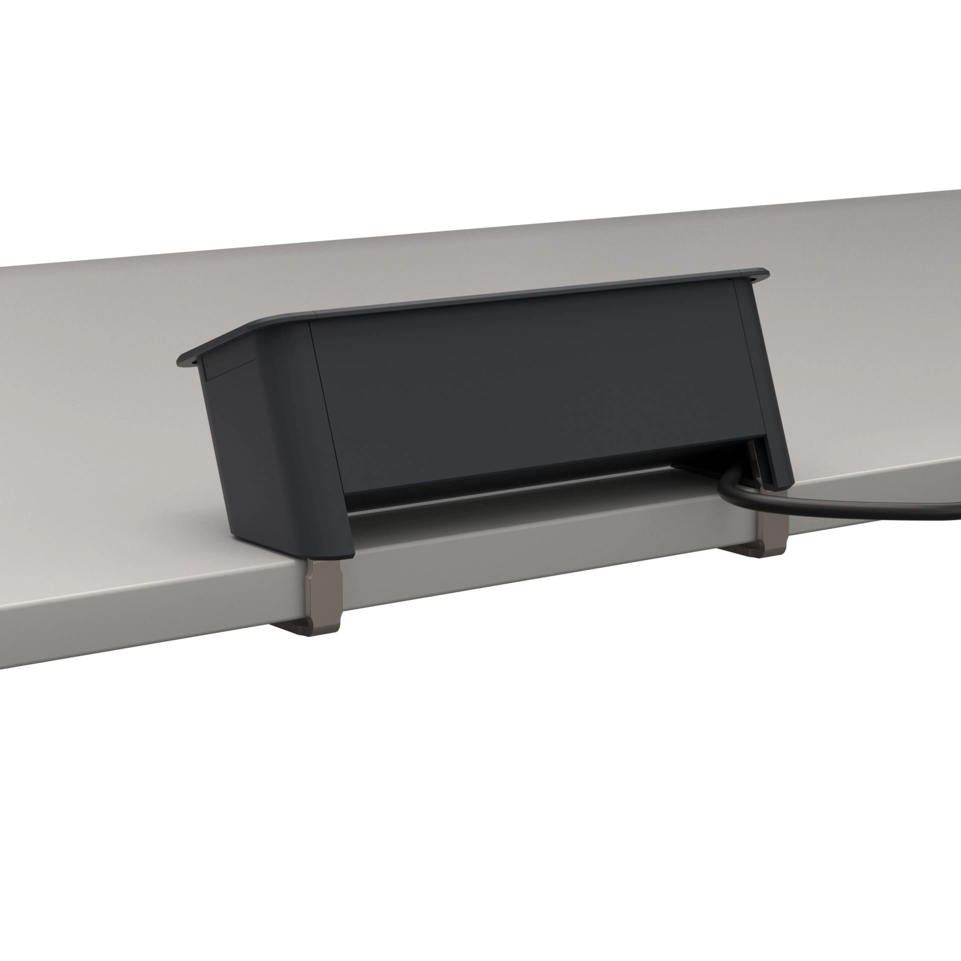 Kindermann CablePort Office desk 4-fach - 3x Strom + 1x USB-A/C - Anklemm-Tischanschlussfeld - schiefergrau - 7550000223
