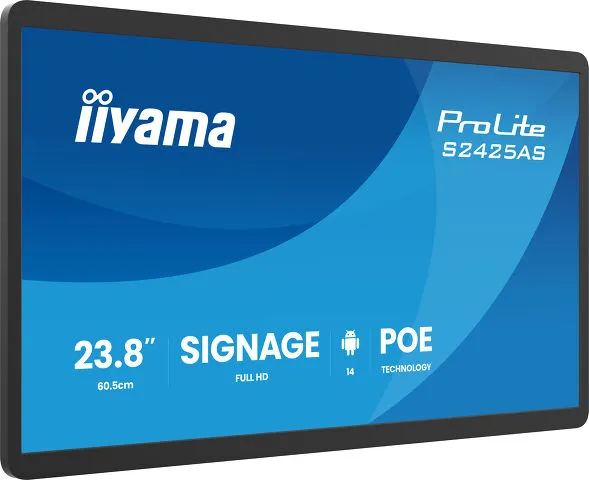 iiyama ProLite S2425AS-B1P - 24" Full HD Panel-PC, Android 14, PoE, 24/7 Betrieb