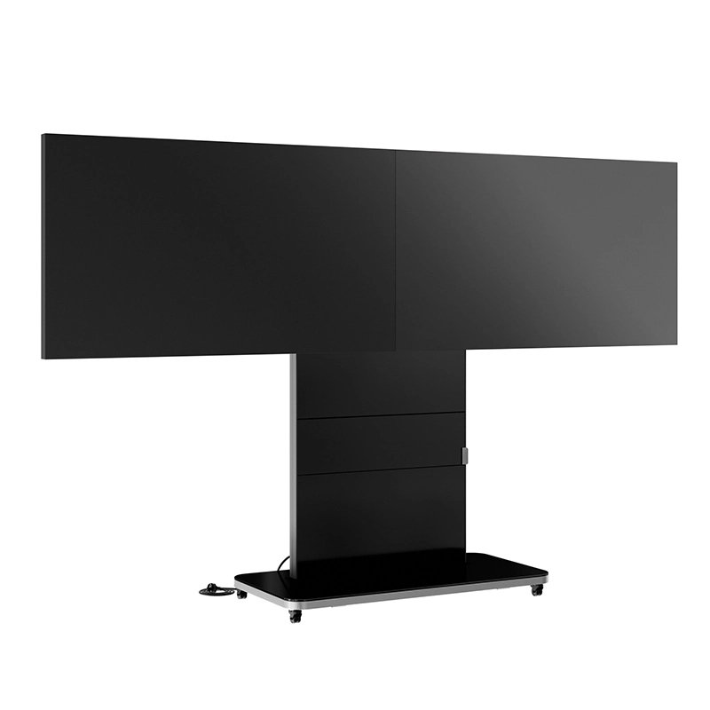 Hagor Pro-Tower L Dual 2878 - Mobiler Rollwagen 2 x 65" - max. 2x 40 kg - VESA 600x400 - Steckdosenleiste - schwarz