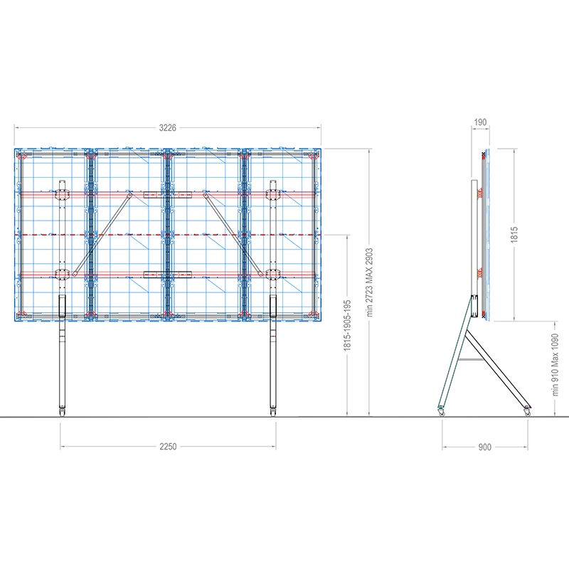 HAGOR HP LED Trolley Samsung IWA / The Wall 146" 5944 - mobiles Standsystem - 3 Höhen-Positionen - Rollwagen - Schwarz