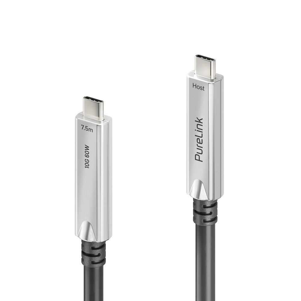 PureLink FiberX FX-I605-007 - AOC USB-C Hybridkabel - 7,5 m - 10 Gbps - 8K30 Video - 60 W PD - USB-C auf USB-C - Schwarz