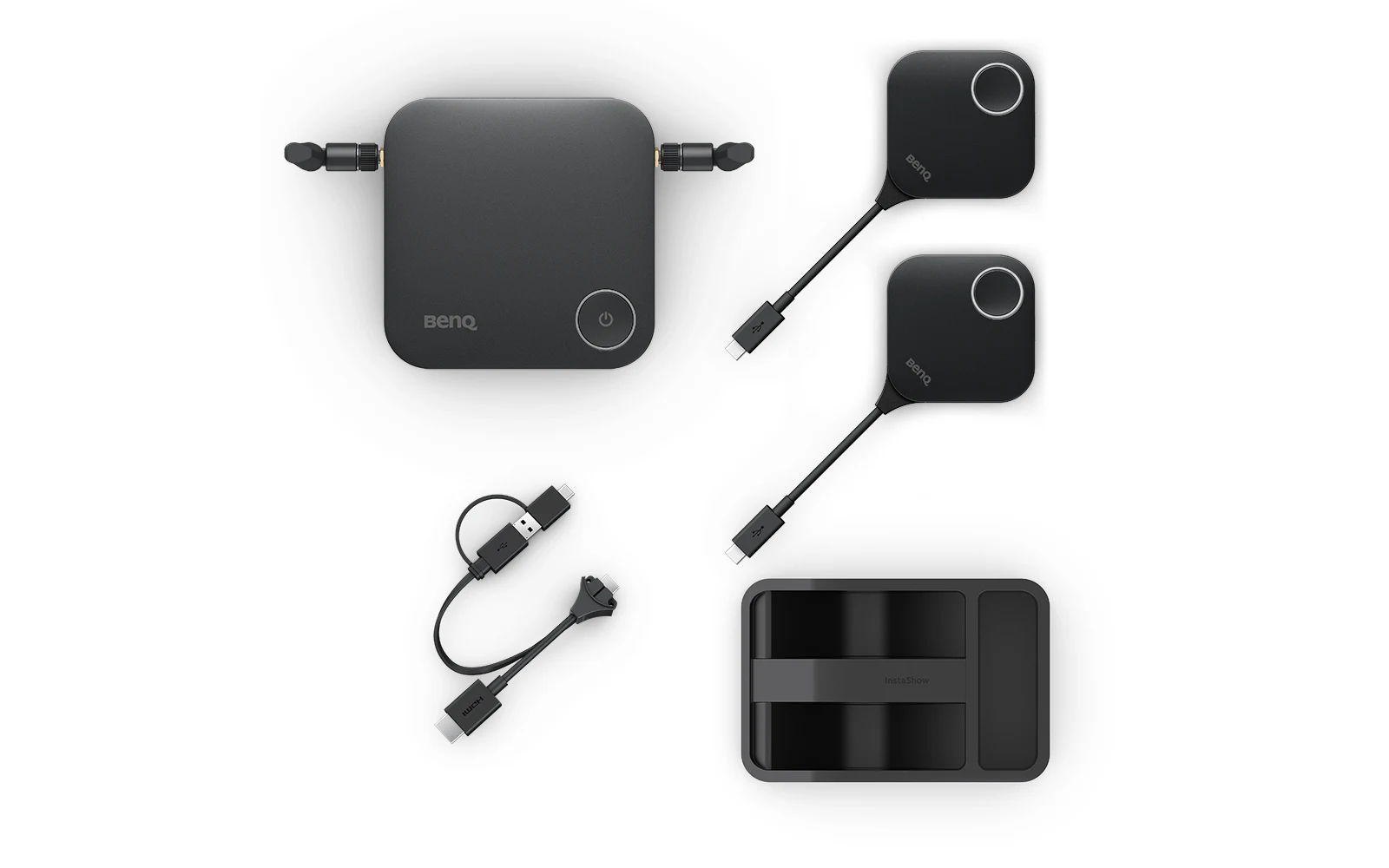 BenQ InstaShow WDC25 - Drahtloses 4K-Präsentationssystem - 2 USB-C/HDMI-Buttons - Wi-Fi 6 - bis 40 m - BYOD - schwarz