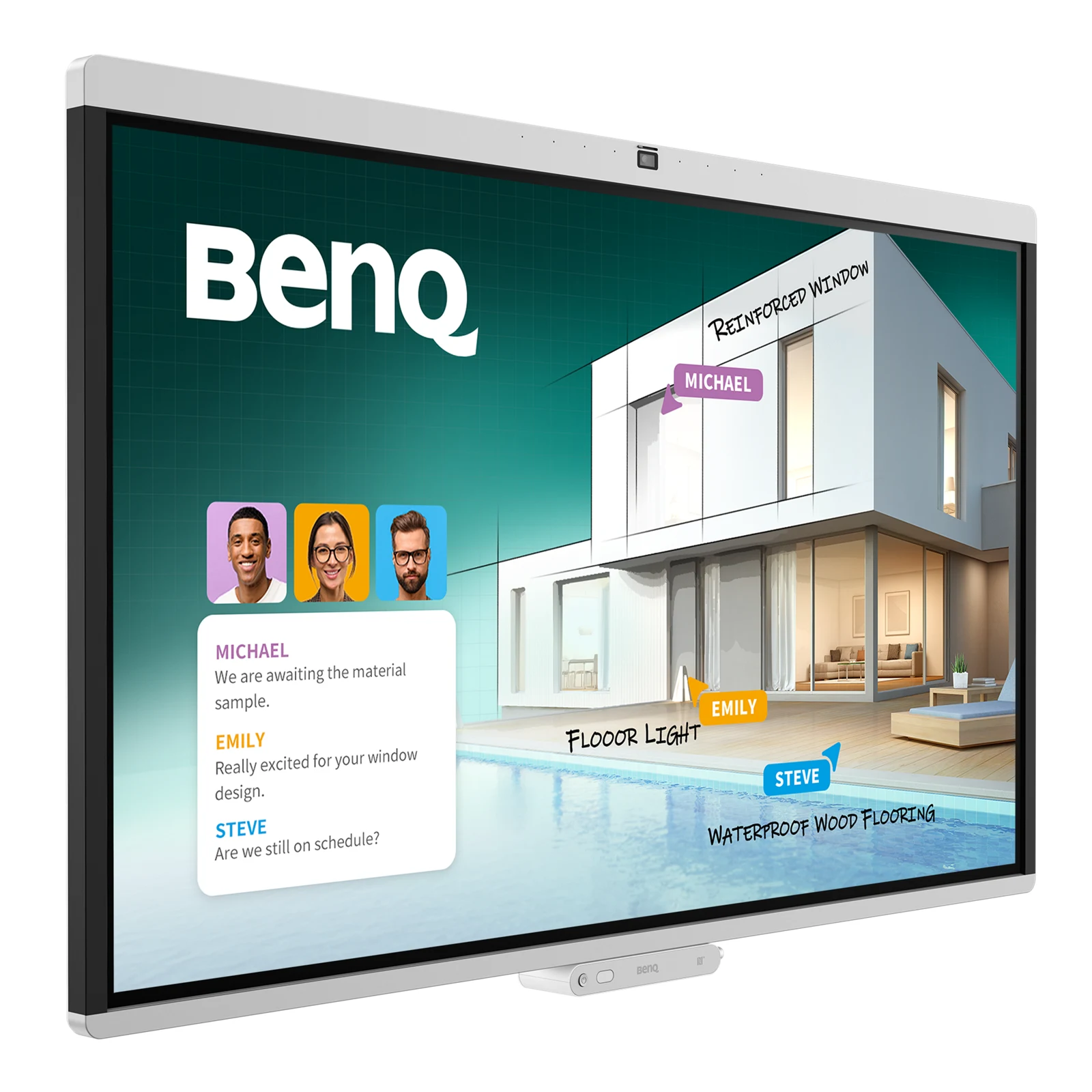 BenQ Board CM5505 Aktionsbundle - Interaktives Touch-Display 55 Zoll mit InstaShare Button TWY31 und Rollständer MT01R - 4K UHD - 450 cd/m² - Android 15 EDLA - VESA 400x400