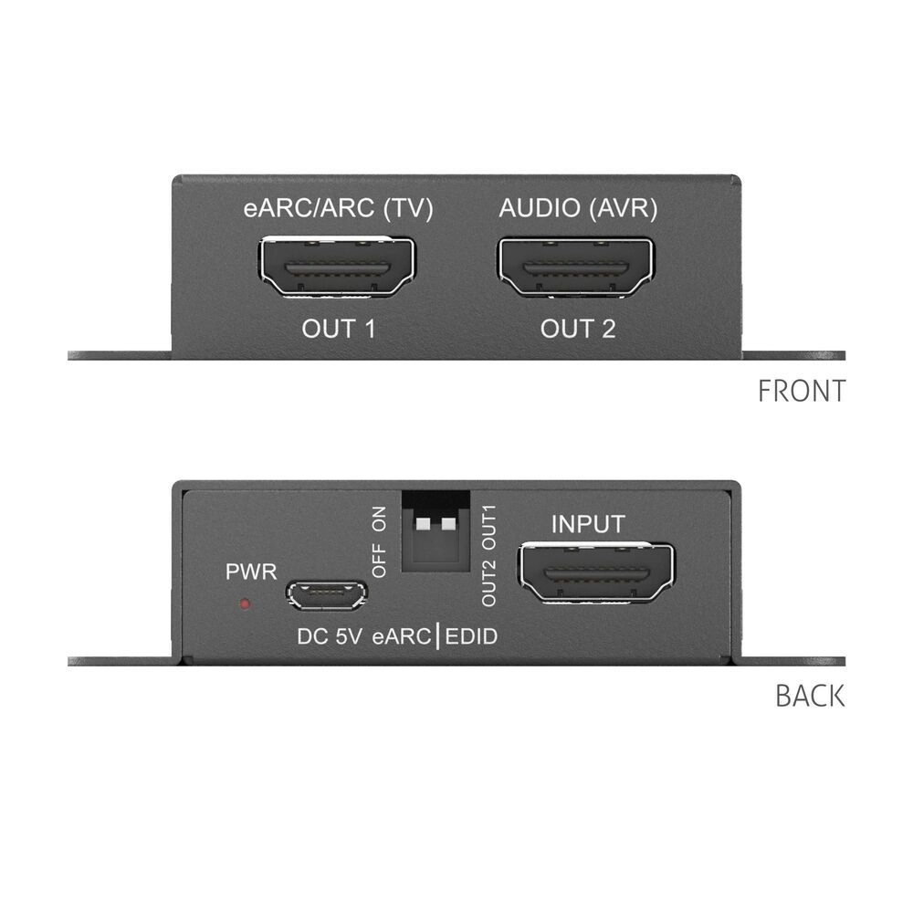 PureTools PT-C-HDEARC-4K - 4K HDMI eARC Adapter - Dolby Atmos, DTS:X, 18 Gbps, Plug&Play
