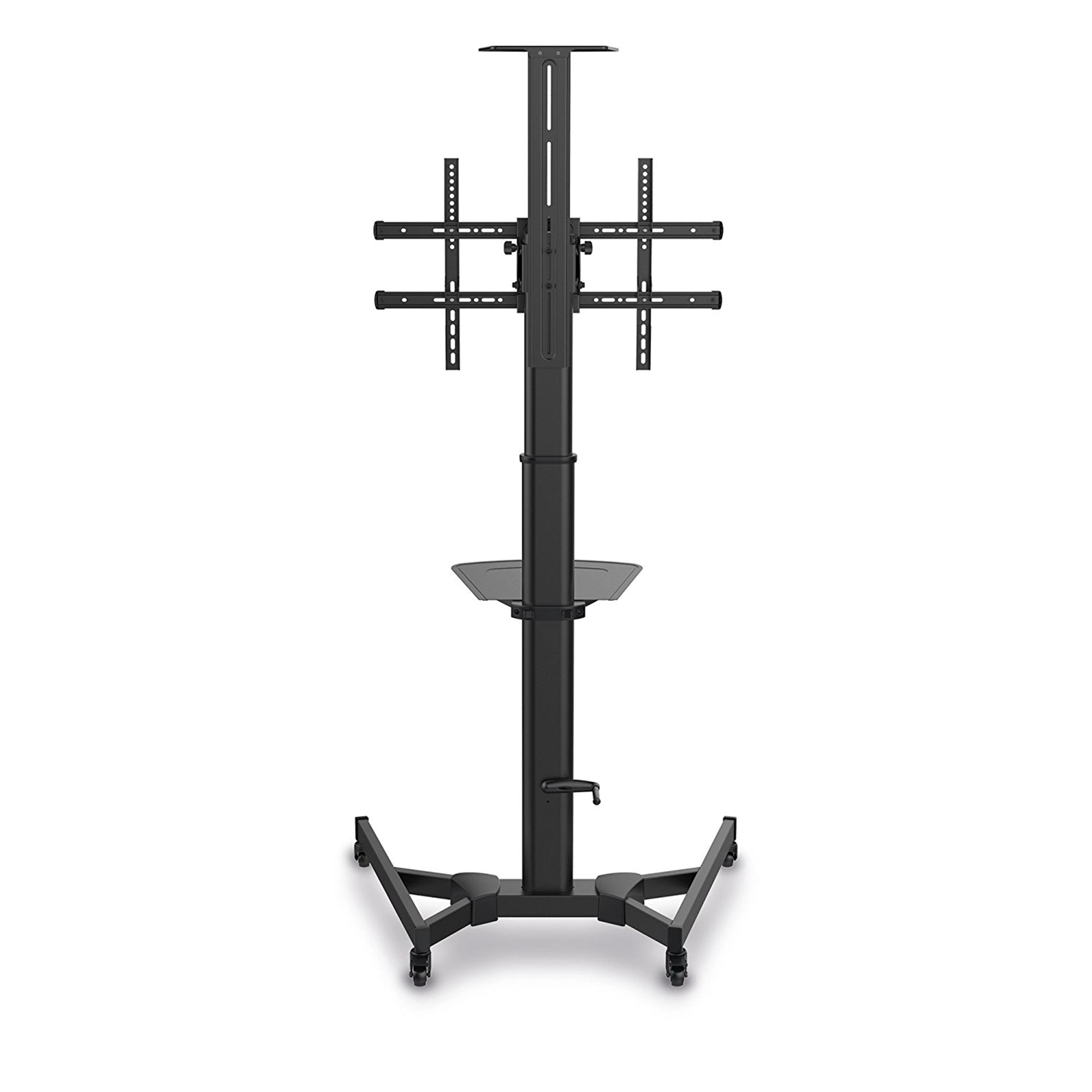 PureMounts PM-CART-70CB - Display Rollwagen 37-70" - neigbar - höhenverstellbar H 128,5-160,5 cm - drehbar - Ablageboard & Videokonferenzablage - max. 50 kg - VESA 200x200-600x400 - schwarz