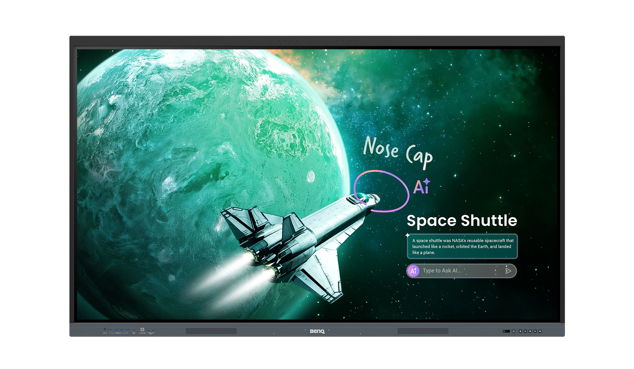 BenQ RE7505E - Interaktives Touch-Display 75 Zoll - 4K UHD - 450 cd/m² - Android 16 EDLA - 40-Punkt-Infrarot-Touch - 2x 20W Audio