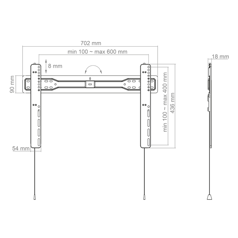 Hagor BL Superslim 600 8403 - Starre Wandhalterung 55-75" Ultra-Flach - 40 kg