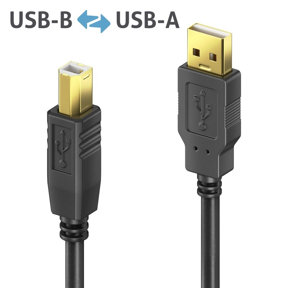 PureLink DS2000-050 - USB 2.0 Aktiv-Kabel USB-A auf USB-B, 5 m, APO, vergoldet, Schwarz