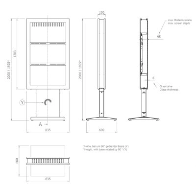Hagor vis-it HP 55" Floorbase - Indoorstele 55 Zoll - max. 40 kg - VESA 400x600 - Portrait - RAL 7016