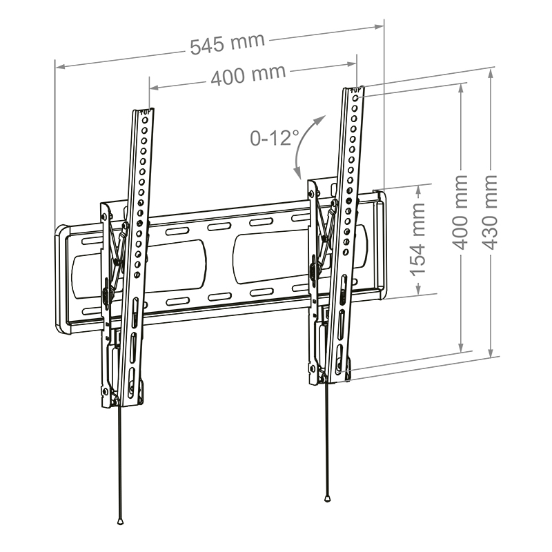 Hagor BL Tilt 400 8415 - neigbare Wandhalterung - 32-49", VESA 400x400mm, bis max. 40kg, Schwarz