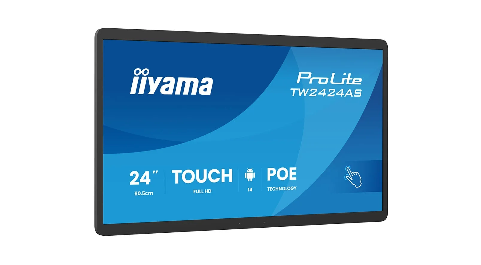 iiyama ProLite TW2424AS-B3P - 24" Touch Display - Full-HD - 450 cd/m² - 24/7 - Android 14 - PoE - VESA 100x100 - schwarz