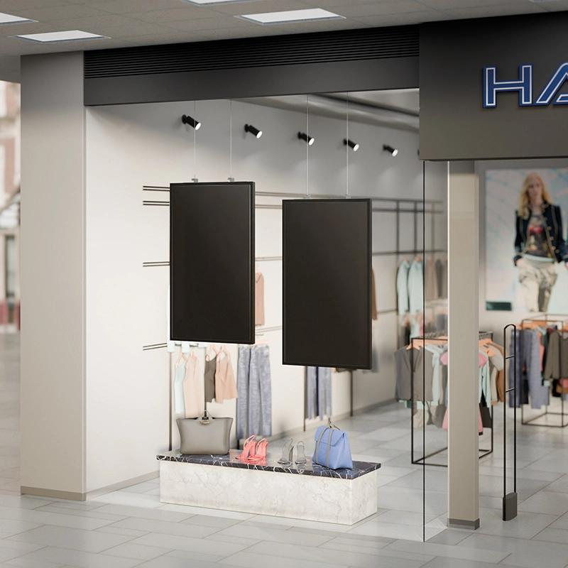 Hagor HP SHF OM55 Portrait - Drahtseilhalterung Deckenmontage - Samsung OM55B / OM55N-S - max. 25 kg - 5 m Seil - schwarz