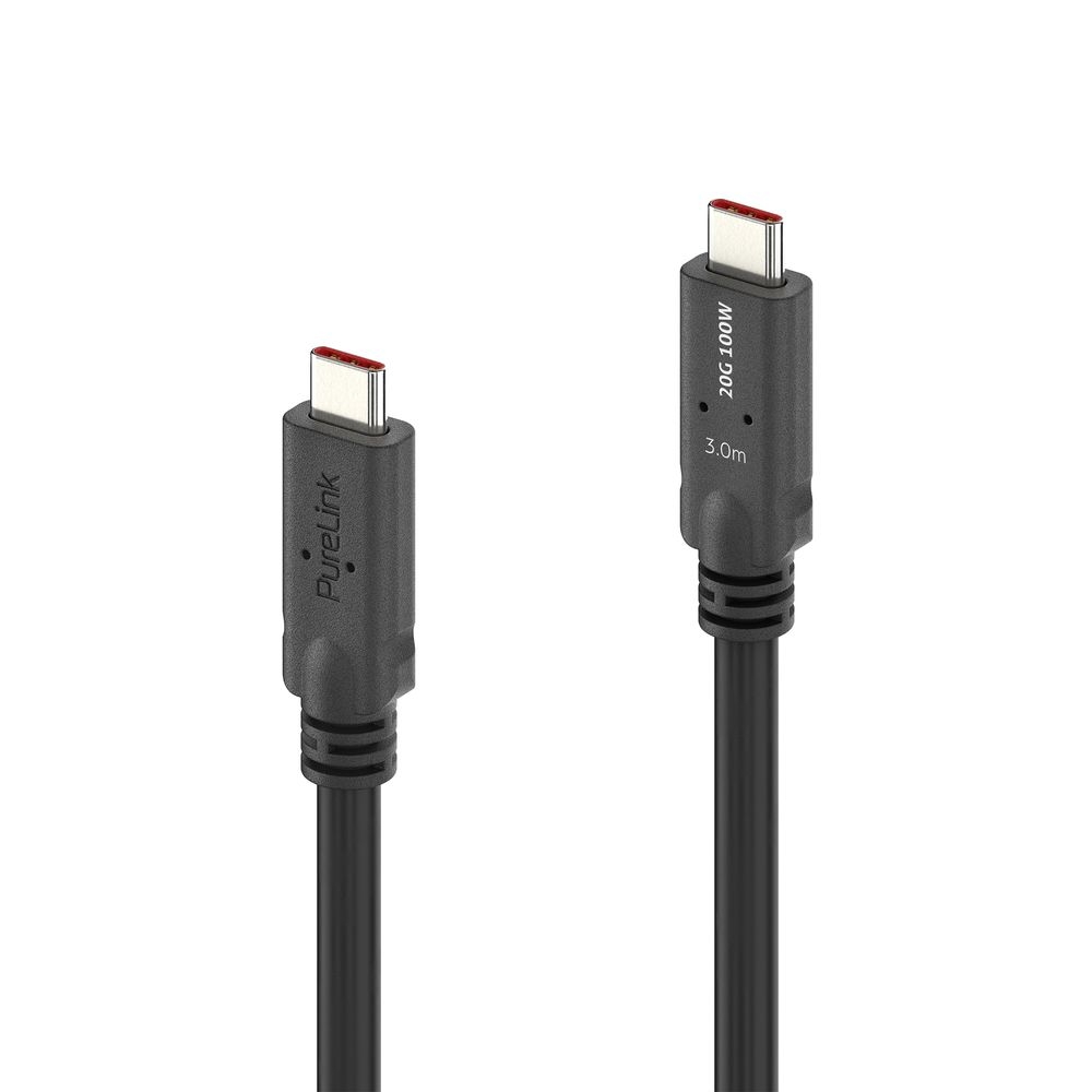 PureLink PI6500-030 - Passives USB4 Gen2x2 Micro-Coax USB-C Kabel - 3 m - 20 Gbps - 4K@60Hz - 100 Watt Power Delivery - SLS-Verriegelung - schwarz