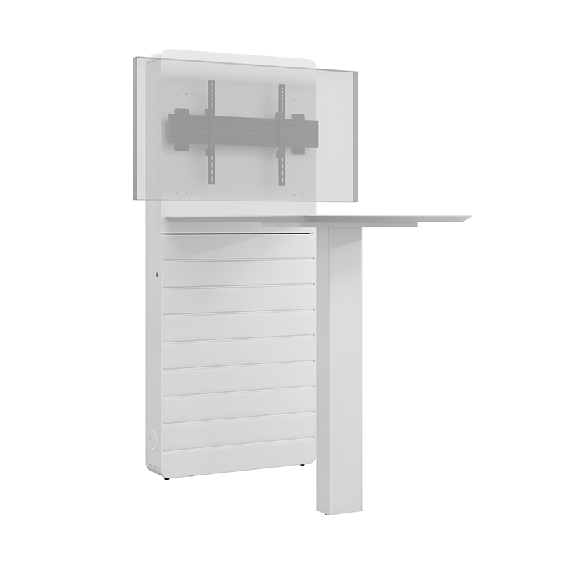 Hagor CON-Line W Table 32-55" 2814 - Medienstele Boden-Wandmontage mit Steh-Besprechungstisch - 32-55" - Landscape - max. 50 kg - VESA 600x400 - Weiß