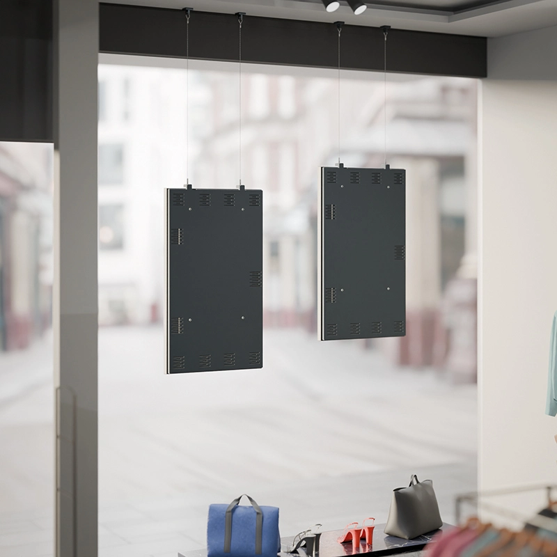 Hagor HP SHF OM55 Portrait - Drahtseilhalterung Deckenmontage - Samsung OM55B / OM55N-S - max. 25 kg - 5 m Seil - schwarz