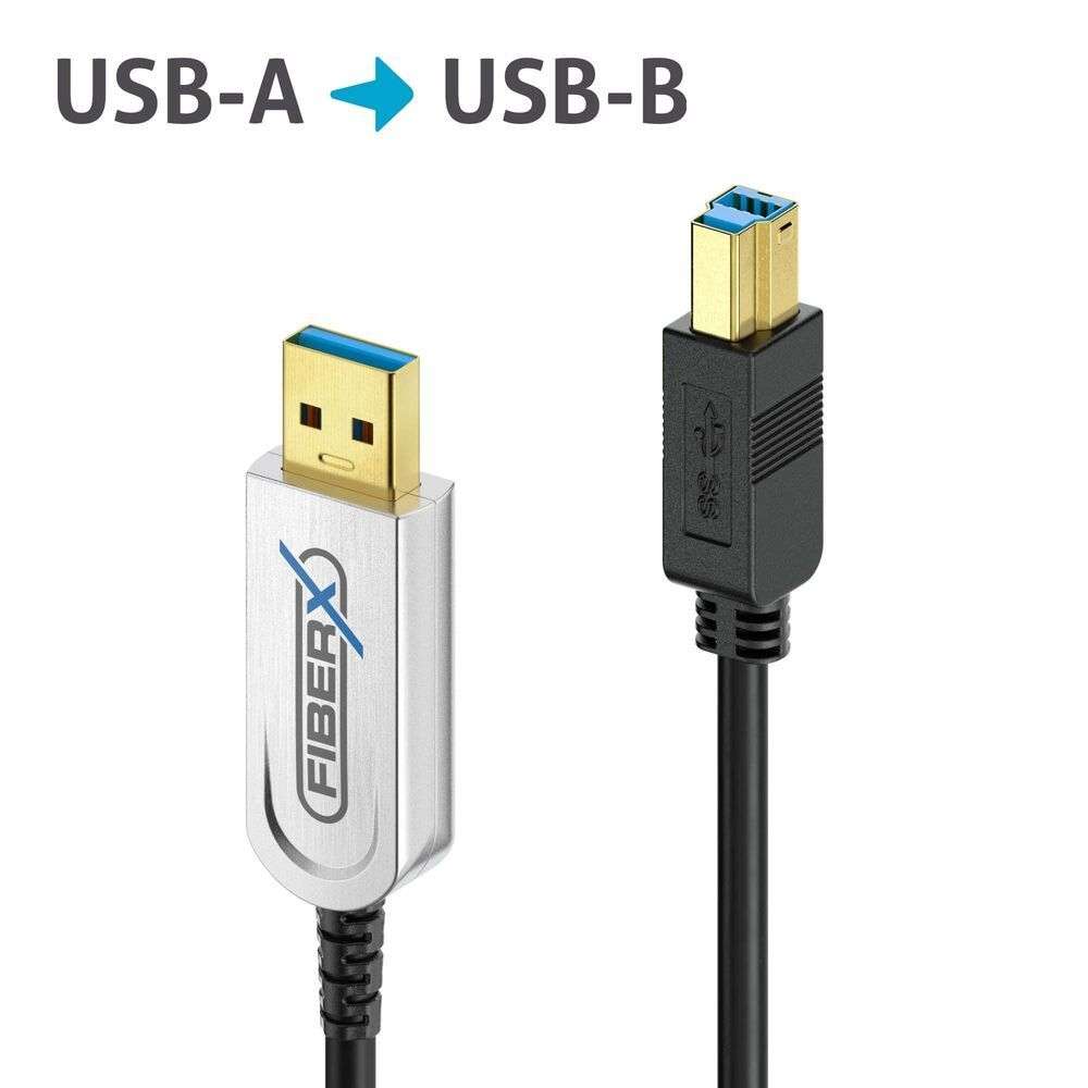 PureLink FiberX FX-I645-020 - AOC USB 3.2 Hybridkabel - 20 m - 10 Gbps - USB-A Stecker auf USB-B Stecker - Schwarz