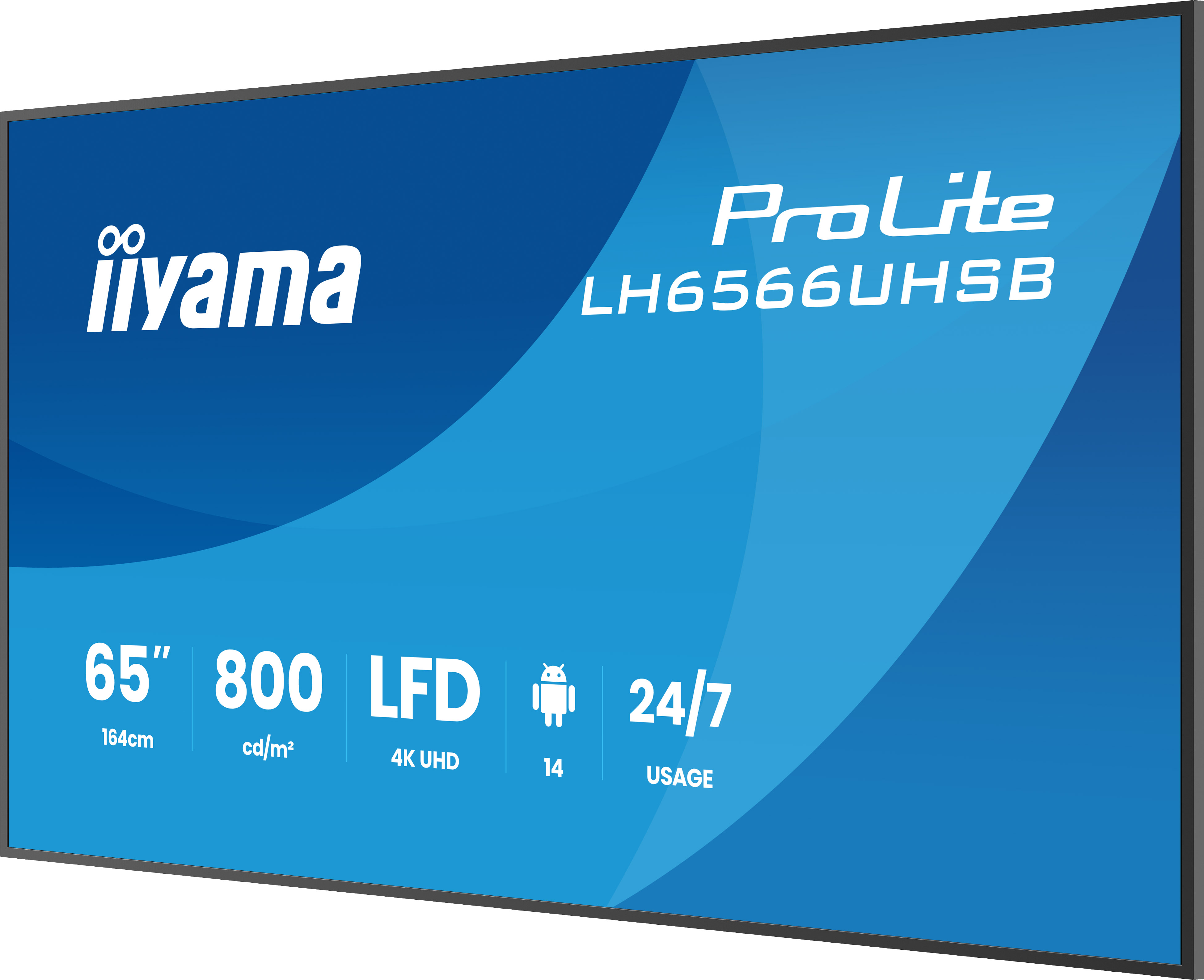 iiyama ProLite LH6566UHSB-B1AG - 65 Zoll Digital Signage Display - 4K UHD - 800 cd/m² - 24/7 - Android 14 - iiSignage² - VESA 500x500 - schwarz