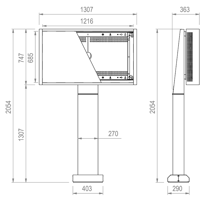 Hagor ScreenOut LG XE4 55" 5877 - Outdoor-Stele für LG 55XE3P-B / 55XE4F - hochwetterfest - Fundamentmontage - Landscape und Portrait - Schwarz