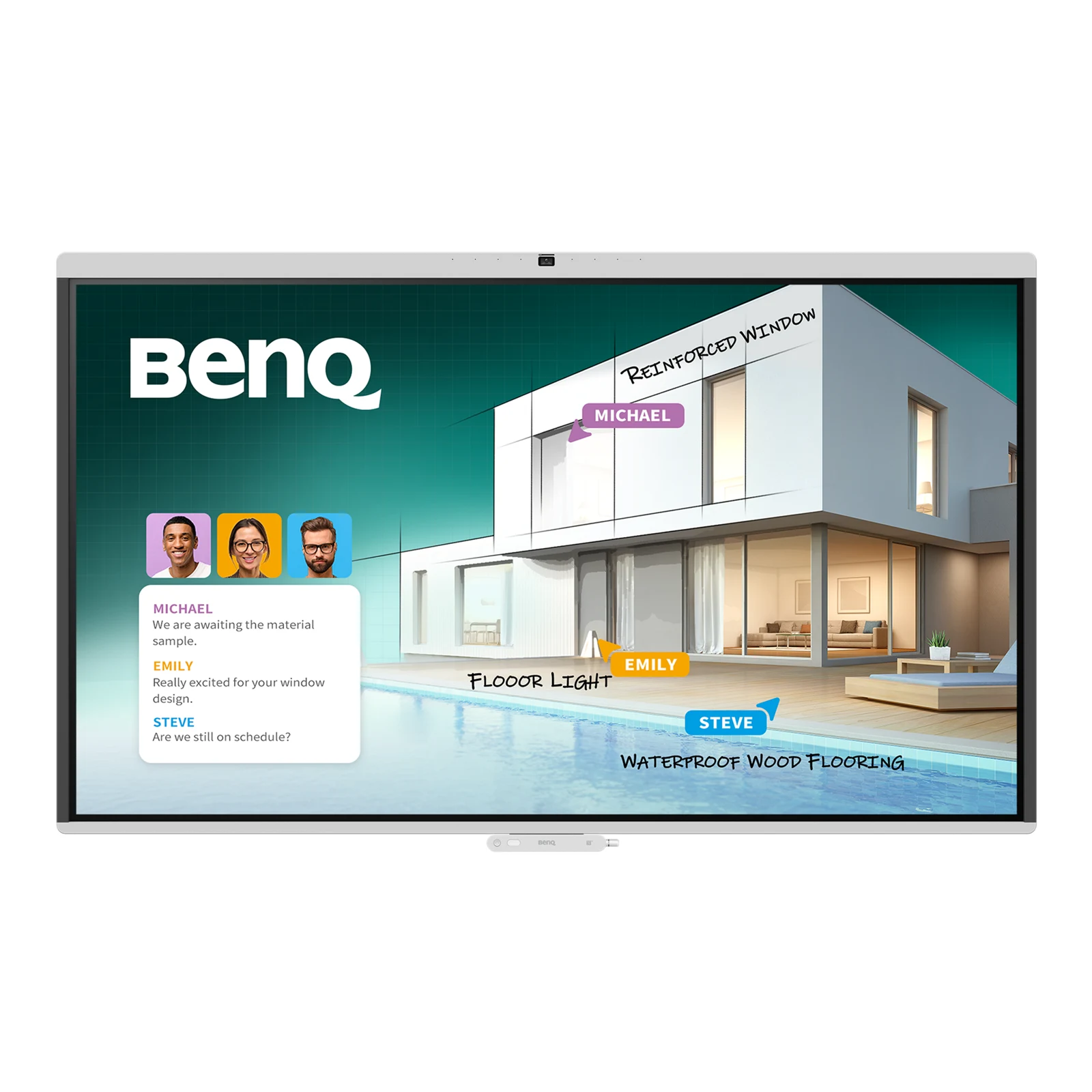 BenQ Board CM7505 - Interaktives Touch-Display 75 Zoll - 4K UHD ADS - 450 cd/m² - Android 15 EDLA - 50-Punkt-Infrarot-Touch - 90W 2.1-Audio - VESA 800x400 - weiß
