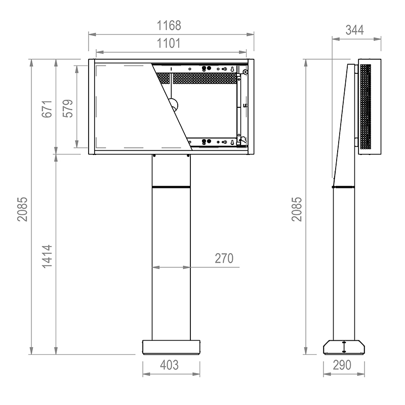 Hagor ScreenOut LG XE4 49" 5876 - Outdoor-Stele für LG 49XE3P-B / 49XE4F - hochwetterfest - Fundamentmontage - Landscape und Portrait - Schwarz