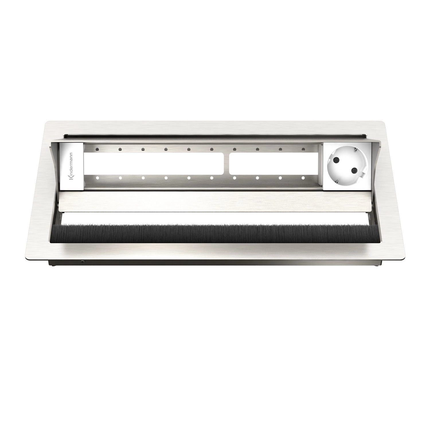 Kindermann CablePort Standard² 6-fach - 1x Strom - Tischeinbau - Edelstahl gebürstet - 7492000061