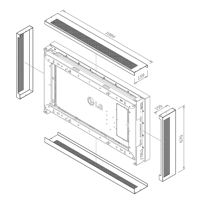 Hagor Cover-Set WH LG XE4 49" 5872 - Diebstahlsichere Abdeckung für Wandhalterung 5867 - hochwetterfest - Schwarz