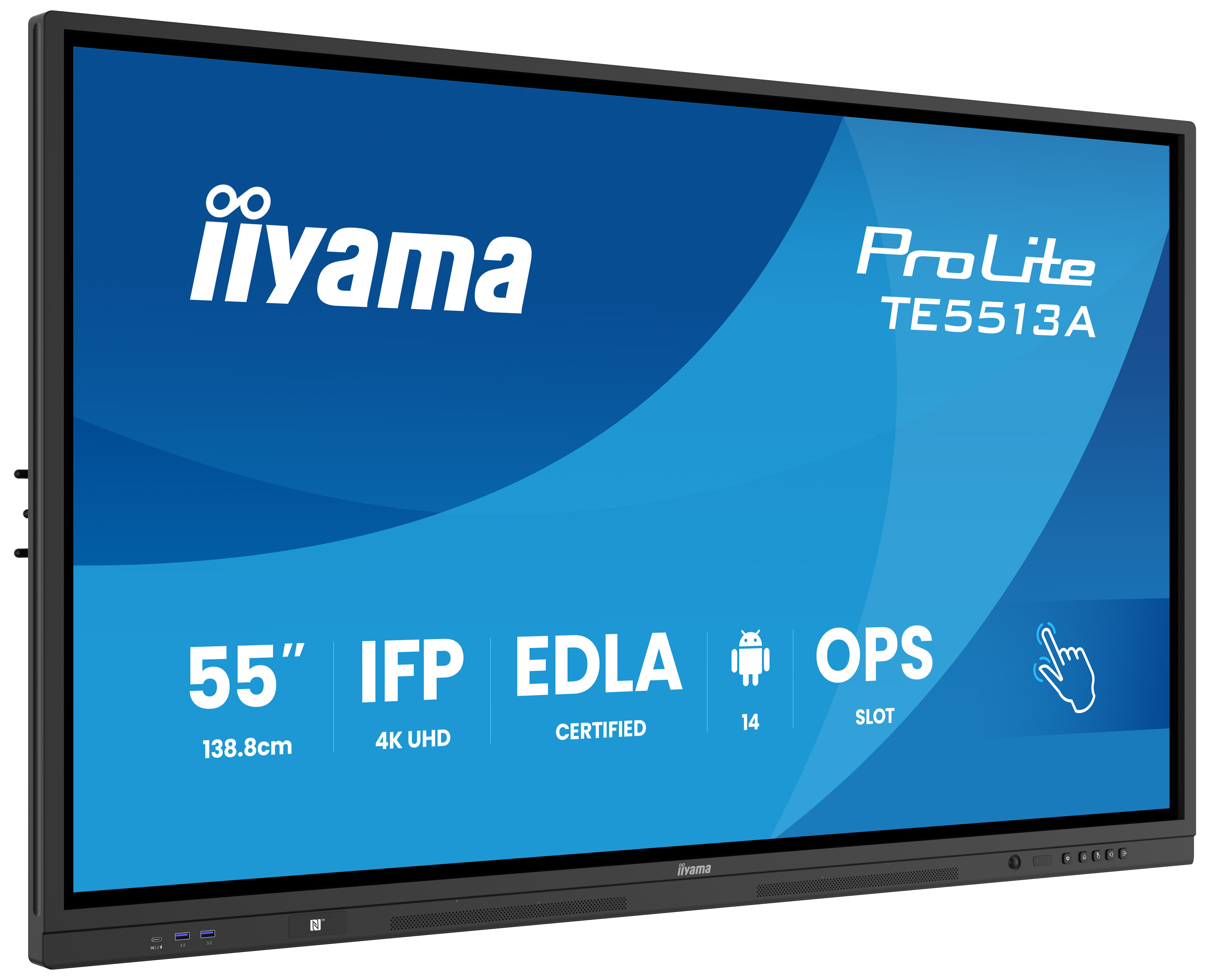 iiyama ProLite TE5513A-B3AG - Interaktives Touch-Display 55 Zoll - 4K UHD - Android 14 EDLA - 40-Punkt-Infrarot-Touch - 2x20W + Subwoofer - VESA 400x400