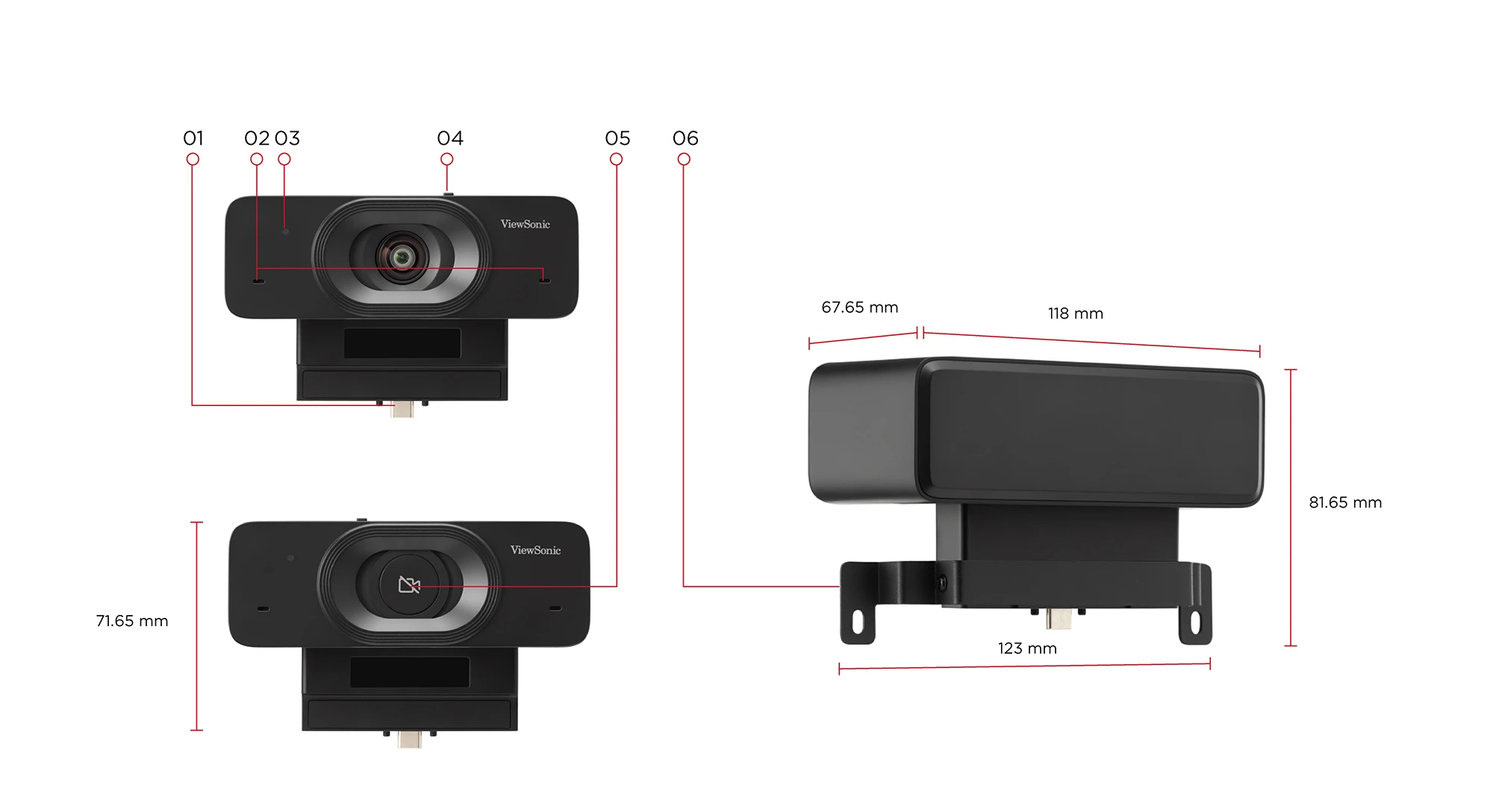 ViewSonic TeamJoin TWC101 - 4K USB-C Konferenzkamera für ViewBoard IFP51 & IFP63 - 117° Sichtfeld - 4x Digitalzoom - Dual-Mikrofon - Schwarz