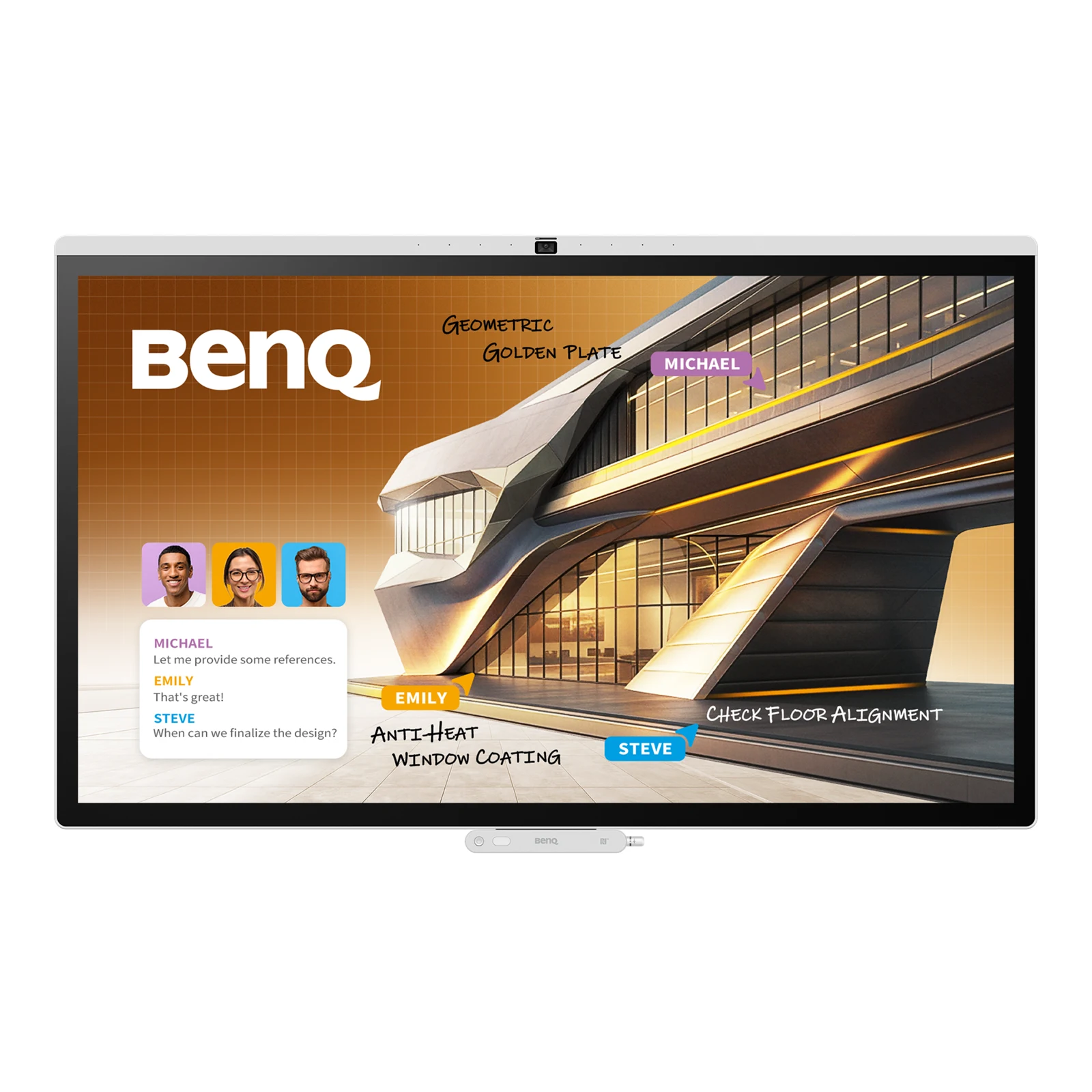 BenQ Board CP5505 - Interaktives Touch-Display 55 Zoll - 4K UHD ADS - 450 cd/m² - Android 15 EDLA - 50-Punkt-kapazitiver Touch - 2x 15W-Audio - VESA 400x400 - weiß