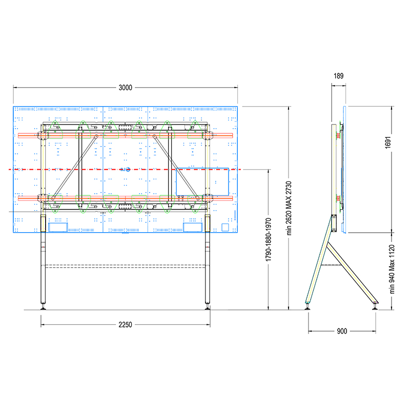 Hagor HP LED Floorstand LG LAPA 136" 6297 - freistehendes Standsystem für LG LAPA136-GF - 3 Höhen - inkl. AV-Ablage - schwarz