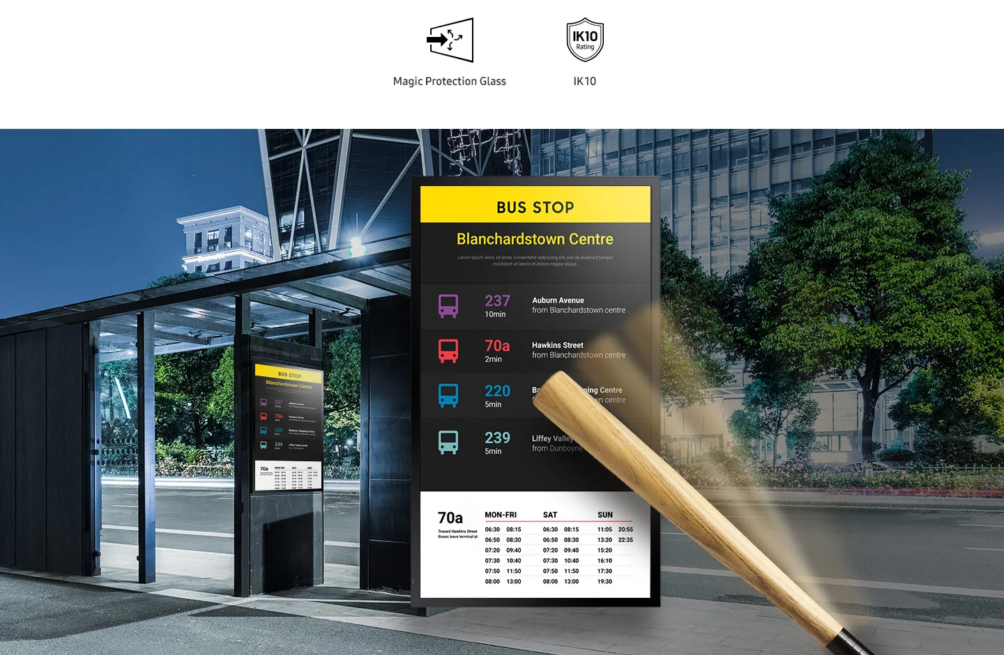Hagor ScreenOut OH75 Landscape 5885 Bundle mit Samsung OH75A - Outdoor-Stele komplett mit 75" Display - IP56 - 3.500 cd/m² - ohne Heizung und Lüftung - Schwarz RAL 9005