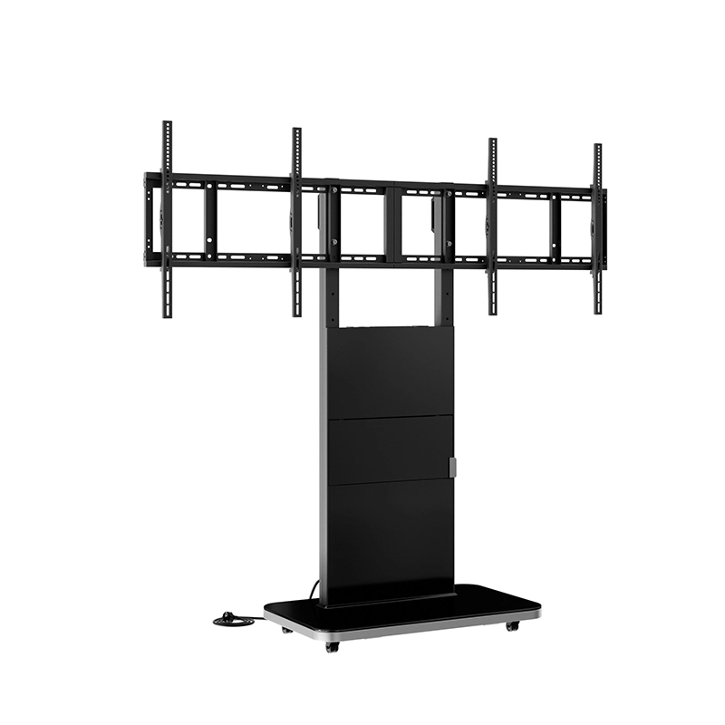 Hagor Pro-Tower M Dual 2877 - Mobiler Rollwagen 2 x 46-55" - max. 2x 35 kg - VESA 600x400 - Steckdosenleiste - schwarz
